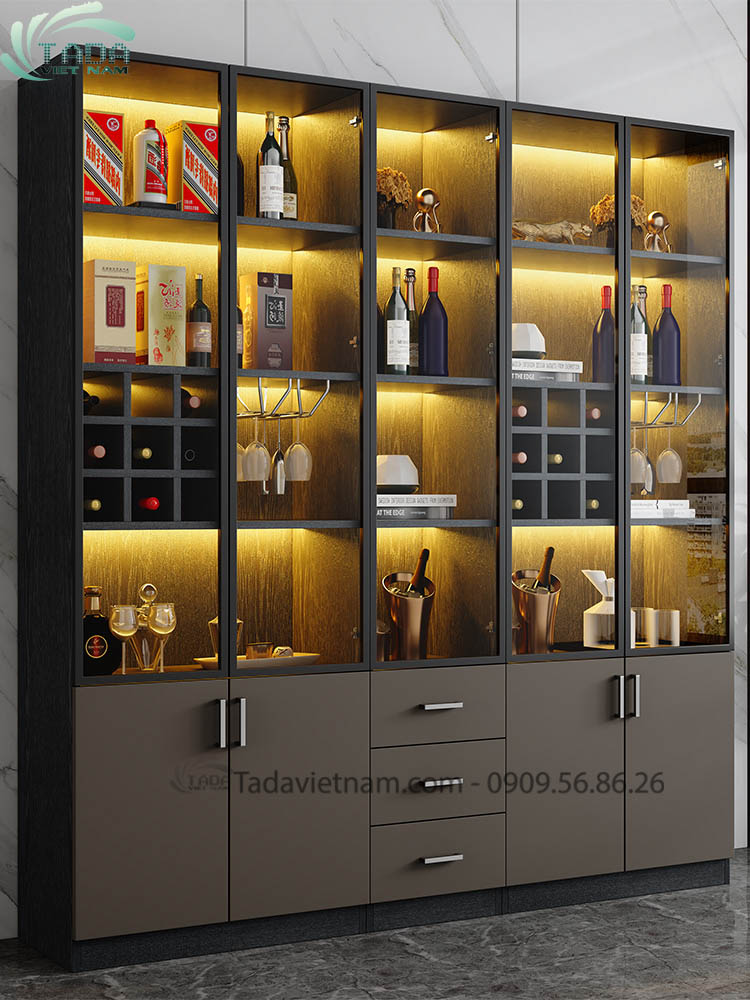 Tủ rượu đẹp phòng khách chất liệu gỗ MDF thương hiệu TADA- TDTR24