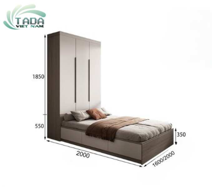 Mẫu giường liền tủ thông minh đa năng, thương hiệu TaDa Việt Nam TD3185