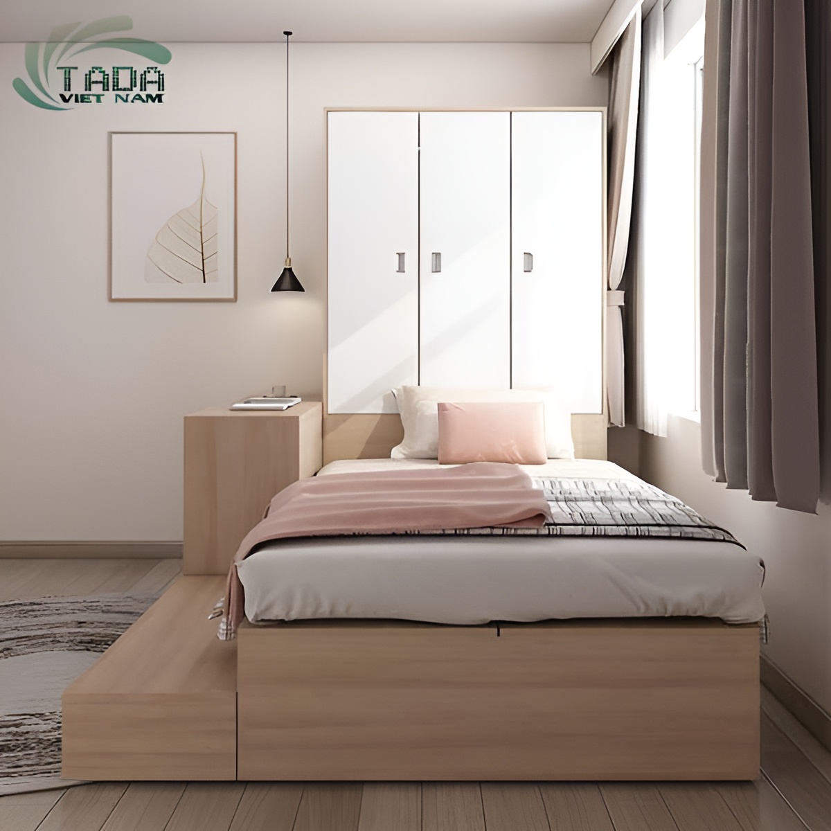 Giường tủ dạng bục kèm bàn tối ưu không gian phòng ngủ, thương hiệu TaDa Việt Nam TD3192