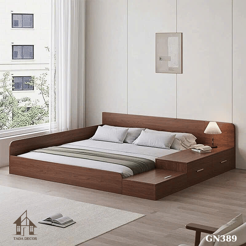 giường ngủ gỗ tủ kéo cạnh