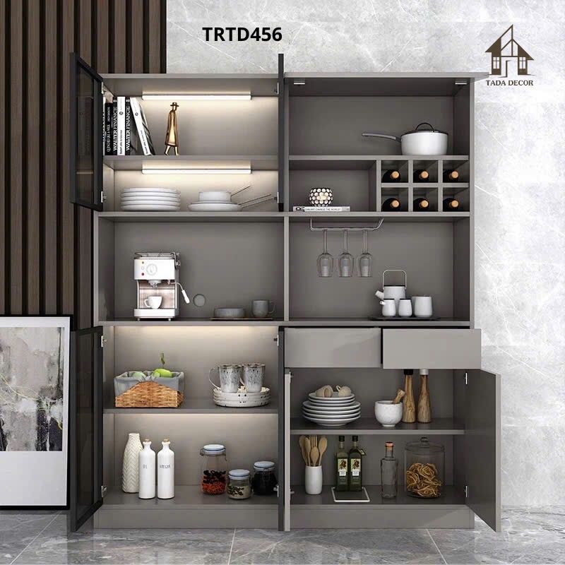 Tủ trưng bày rượu TRTD456 chất liệu gỗ MDF và kính cường lực
