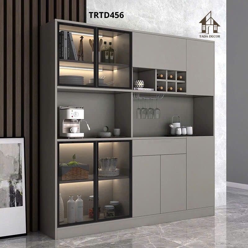 Không gian phòng khách nổi bật với tủ rượu đẹp TRTD456