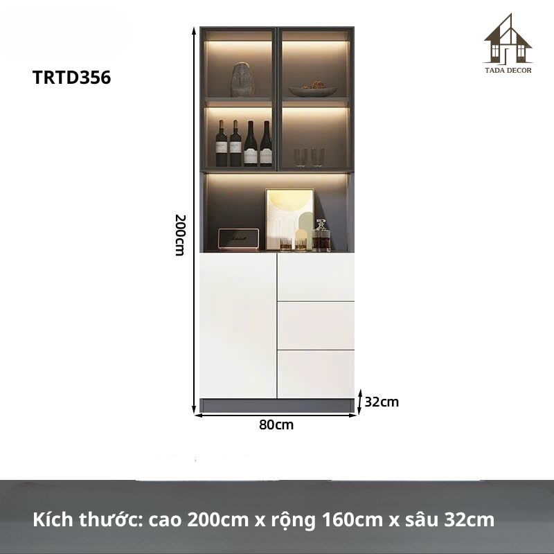 Tủ rượu TRTD356 chất liệu MDF chống ẩm và kính cường lực