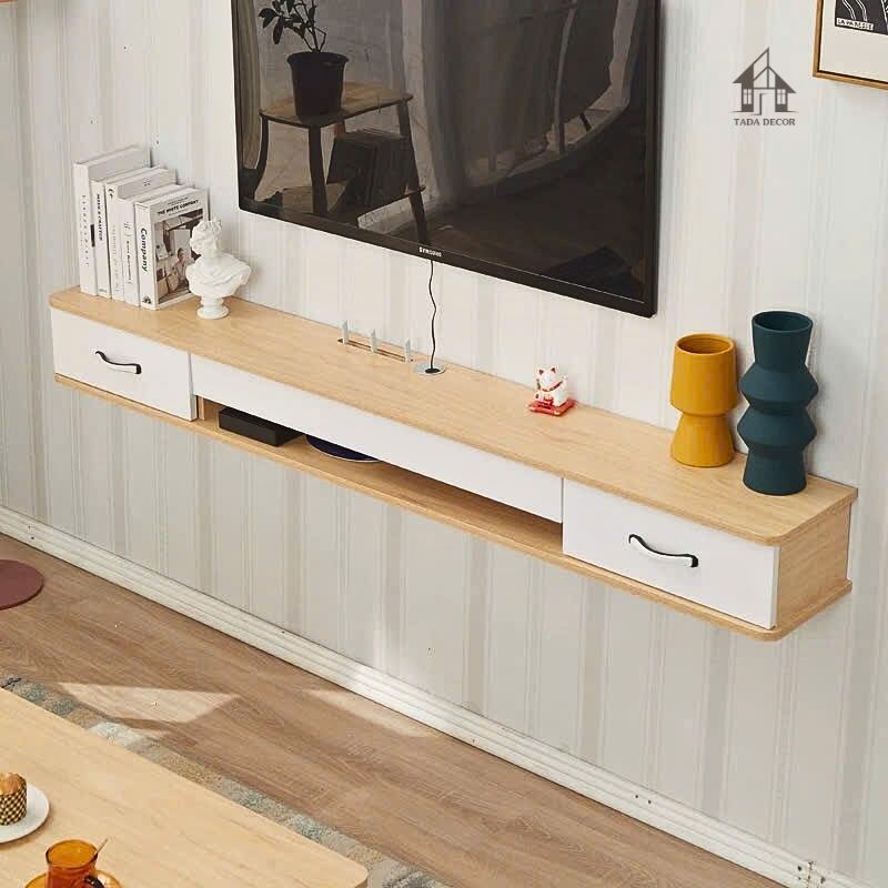 Kệ sàn ti vi treo tường KTV9800 màu trắng hiện đại cho phòng khách