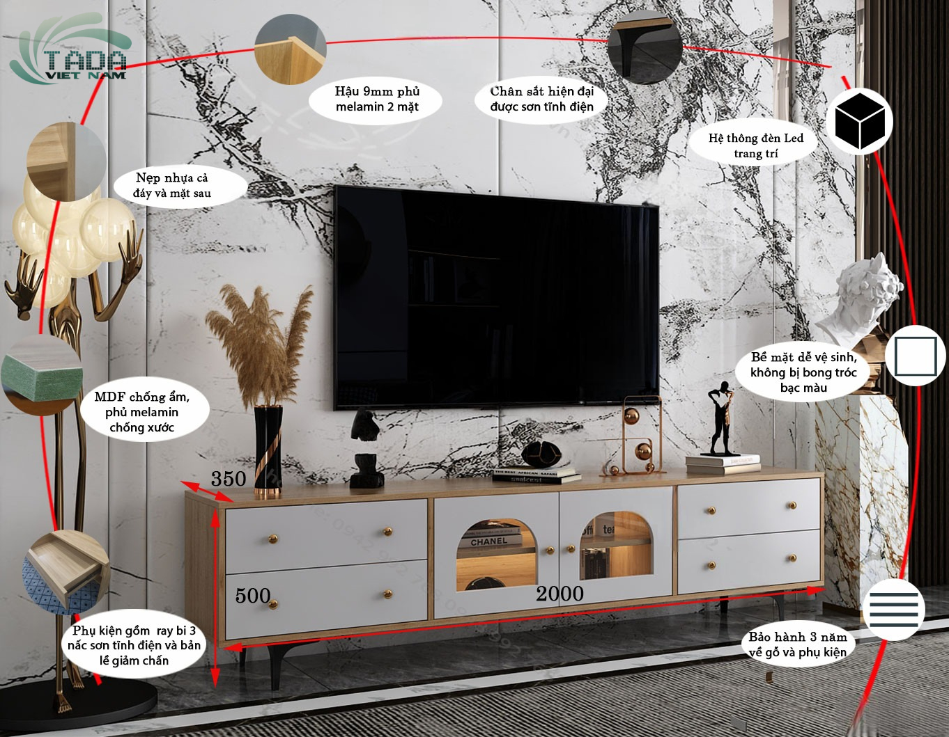 Kệ TV Thông Minh Đa Nhiệm: Nâng Cao Giá Trị Thẩm Mỹ Nội Thất TDTV104