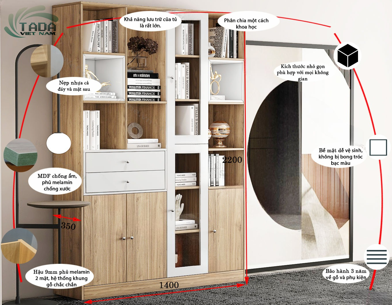Khám Phá Vẻ Đẹp của Thiết Kế Kệ Sách Đẹp Mắt, Thương hiệu TaDa Việt Nam TDKS16