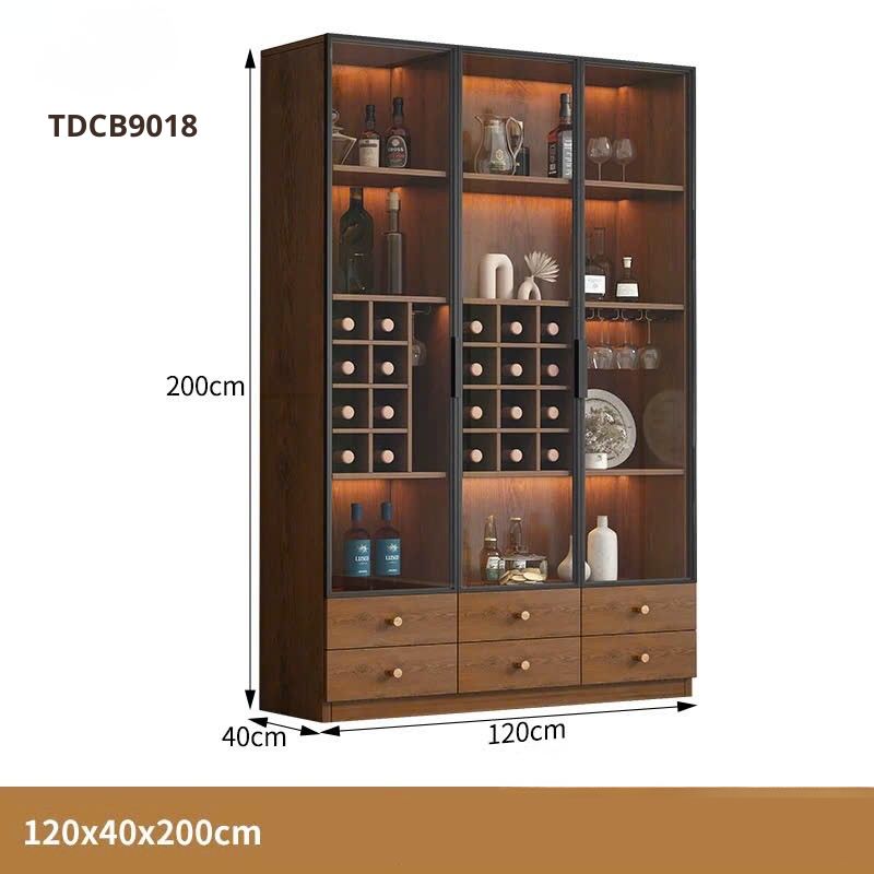 Tủ rượu gỗ sang trọng màu xám phong cách hiện đại cho không gian sống