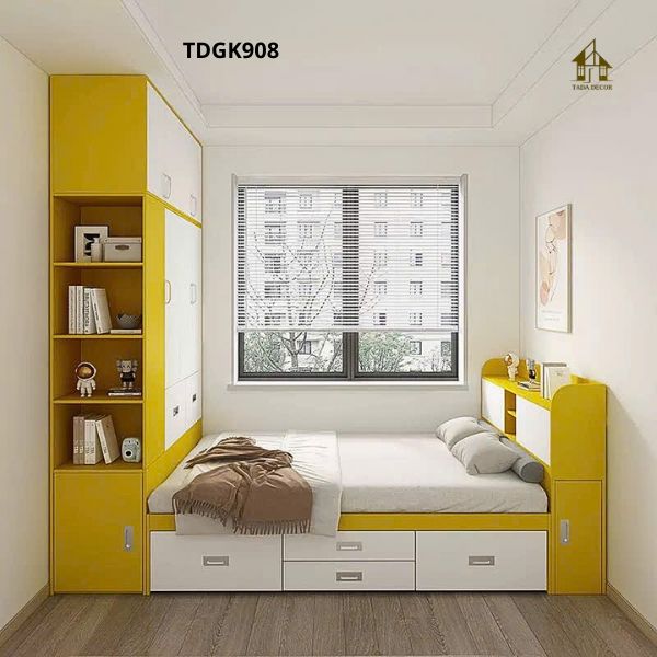 Giường liền tủ gỗ MDF TDGK908 cho phòng ngủ nhỏ