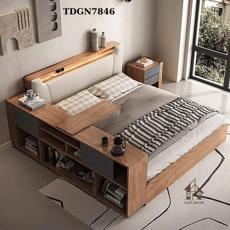 giường ngủ gỗ có kệ đựng đồ