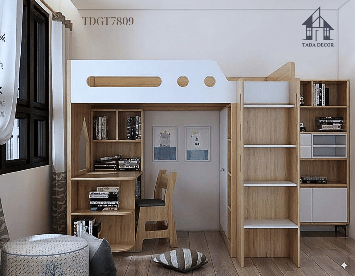 Giường tầng có bàn học