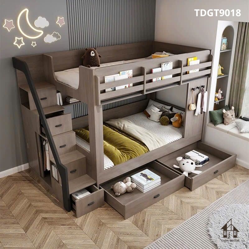 Giường gỗ 2 tầng cho trẻ em tối ưu không gian phòng ngủ