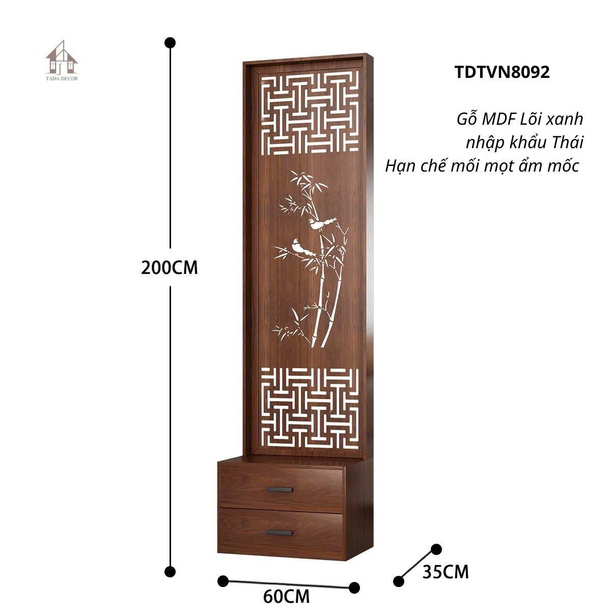 Mẫu tủ vách ngăn phòng khách đẹp hiện đại vân gỗ nâu cao cấp