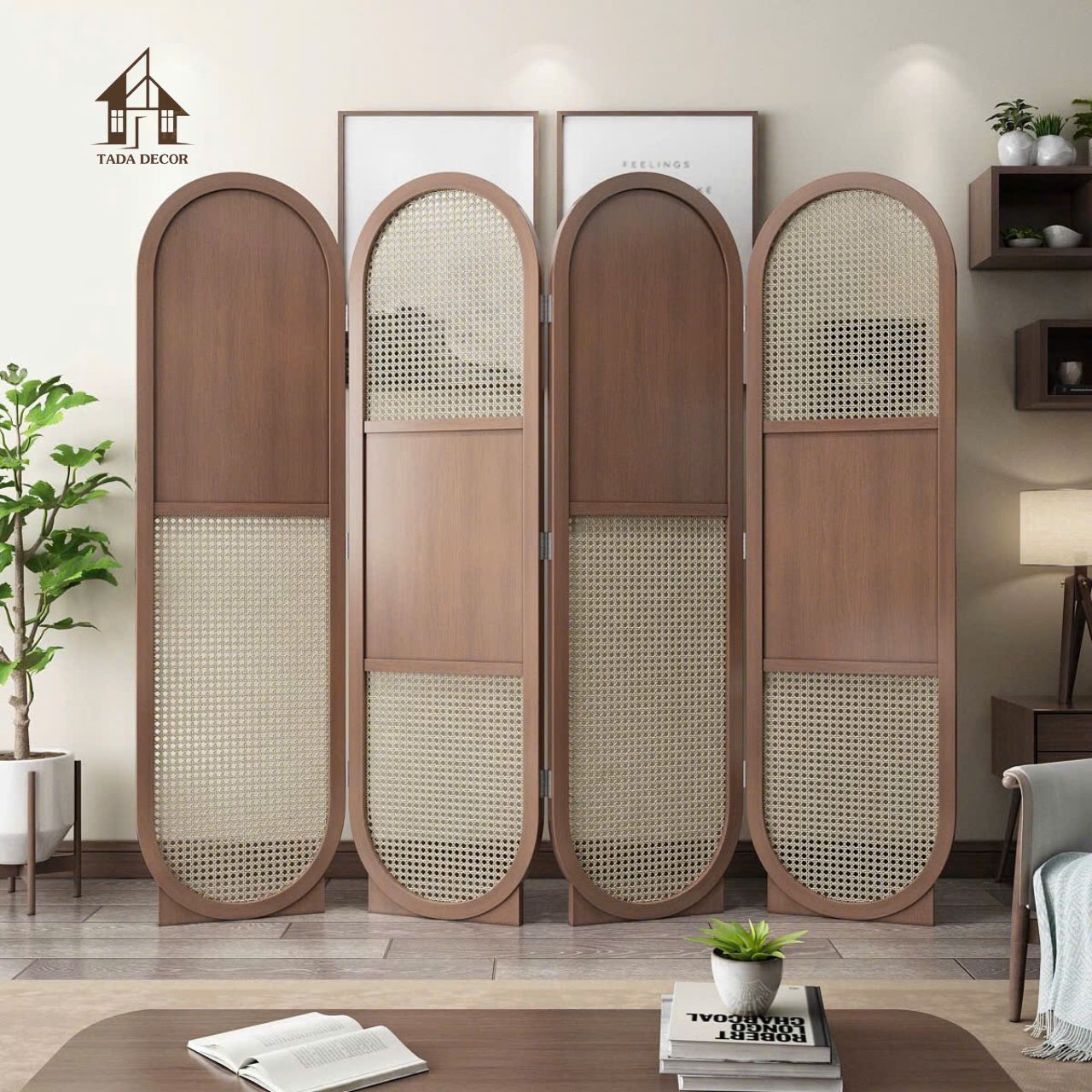 Thi công lắp đặt vách mây mắt cáo dạng vòm VBP879 cho phòng khách sang trọng