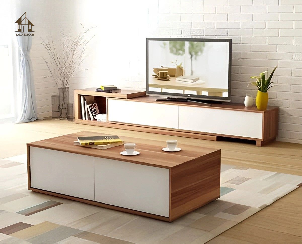 Kệ trưng bày phòng khách thiết kế tối giản hiện đại