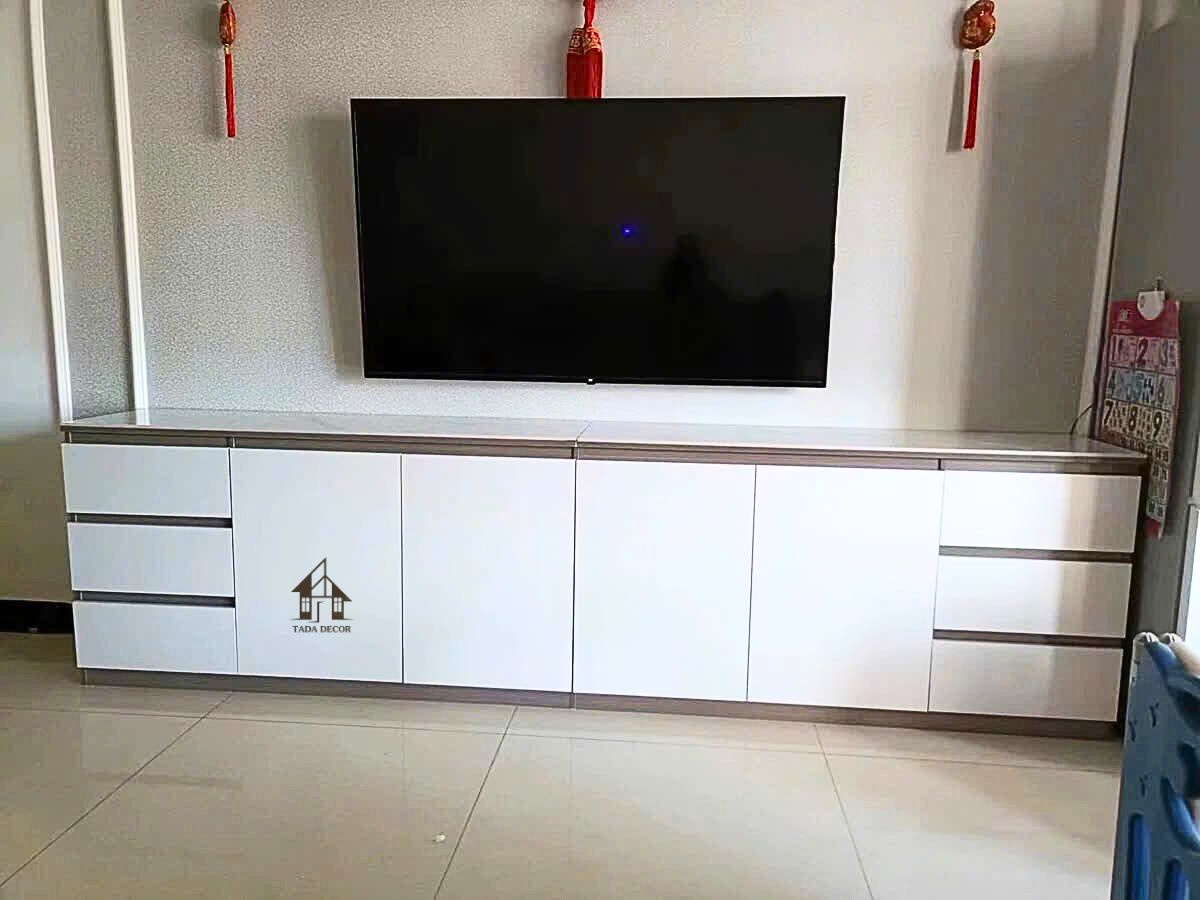 kệ ti vi ngăn kéo hiện đại thi công theo kích thước thực tế