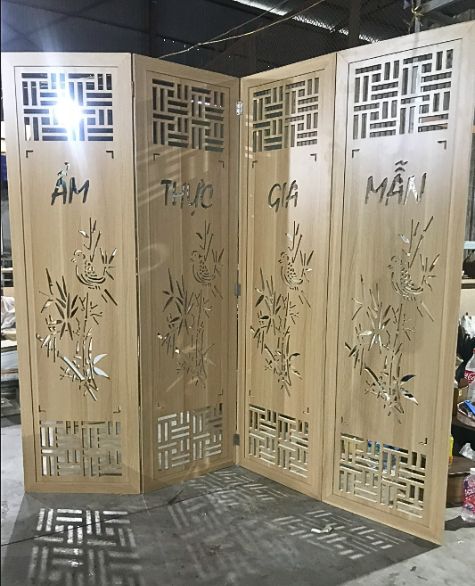 Vách ngăn bình phong di động TADA TD959 kiểu vân sồi hiện đại tại công trình Hà Đông