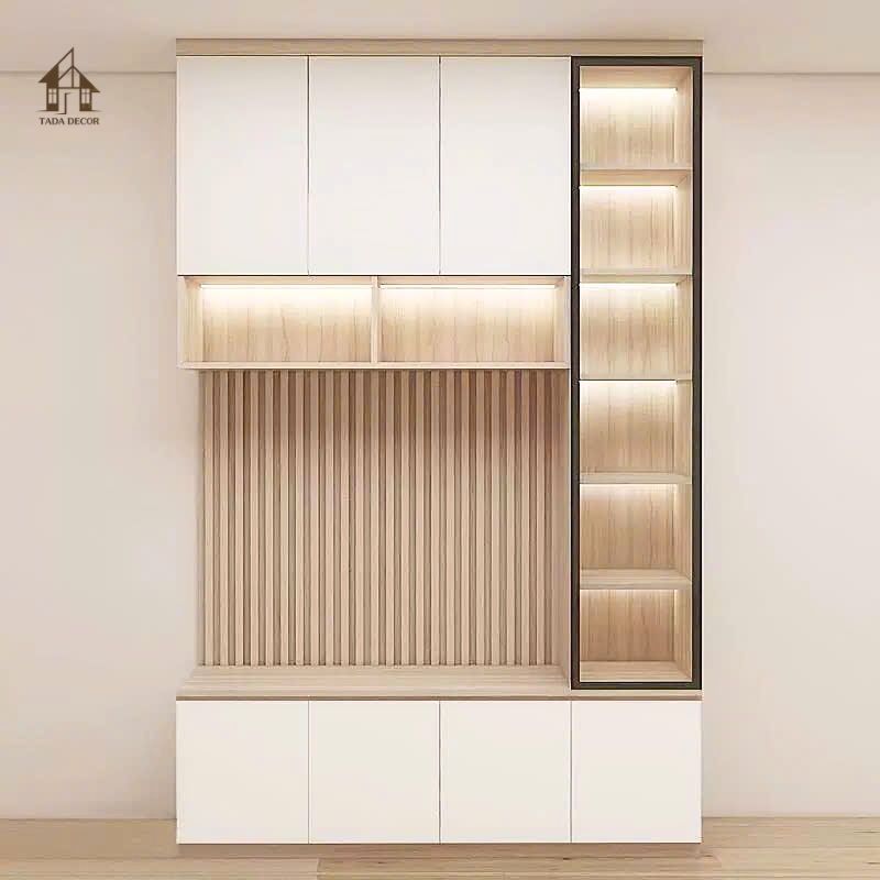 Combo phòng khách CBPK607 gồm kệ tivi và tủ trưng bày hiện đại của TADA Việt Nam