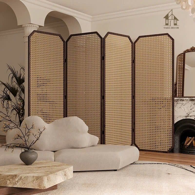 Vách mây mắt cáo VBP649 tạo điểm nhấn tự nhiên cho phòng khách