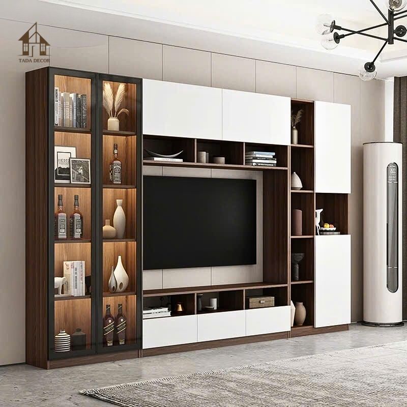 Kệ tivi CBPK608 thiết kế sang trọng phối hợp tủ trưng bày và kệ trang trí tiện dụng