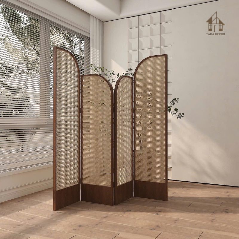 Chi tiết đan thủ công tinh tế của vách mây mắt cáo cách điệu VBP609