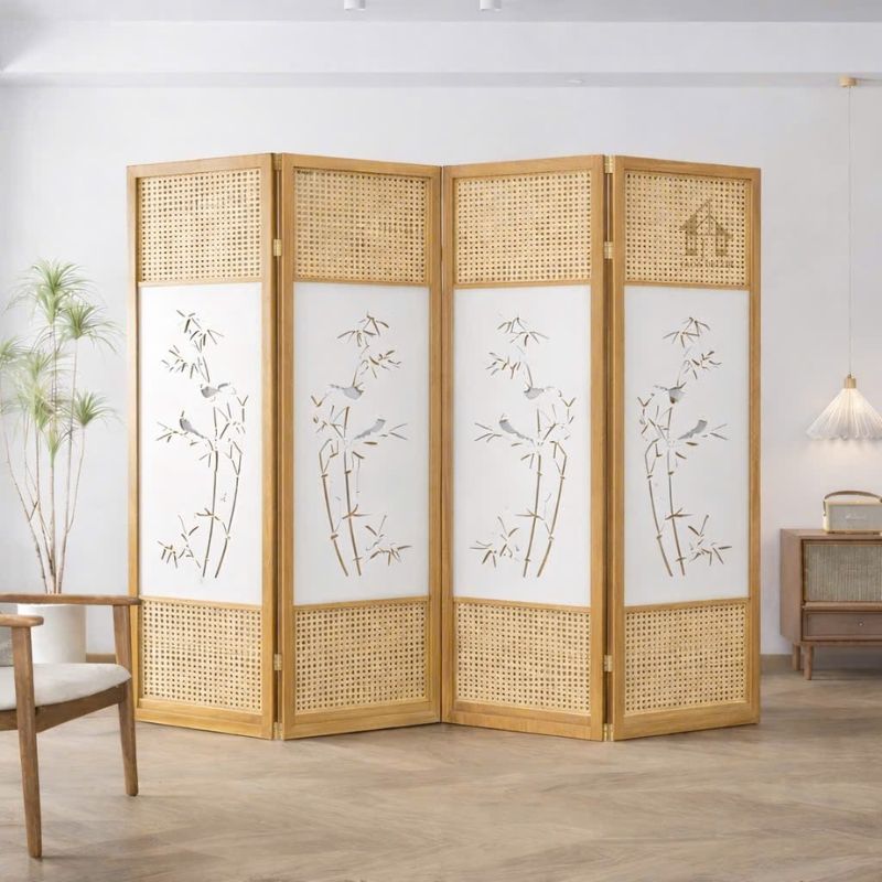 Vách ngăn ban thờ CNC họa tiết cây tre gỗ MDF đẹp trang nghiêm