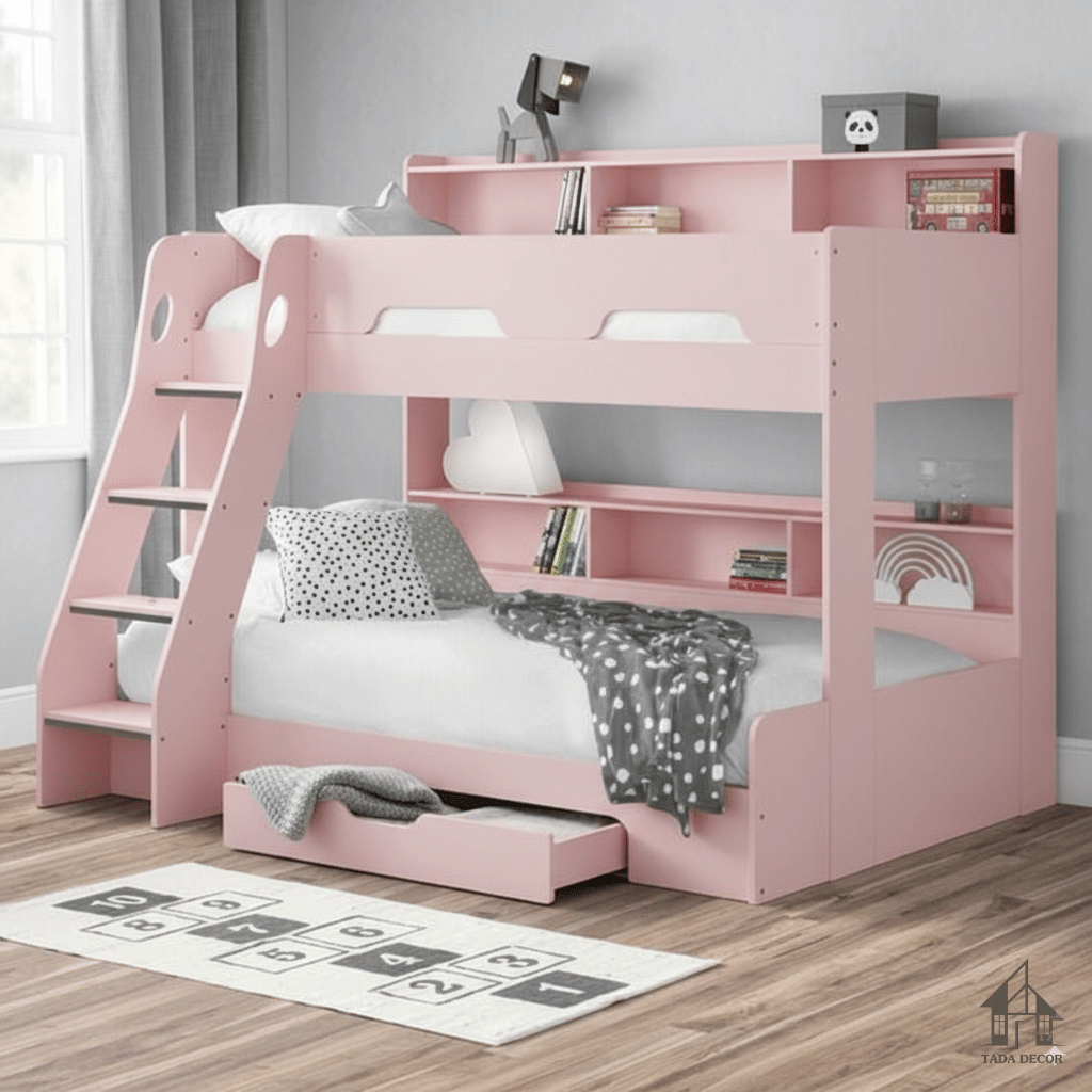 Giường 2 tầng kết hợp kệ trang trí
