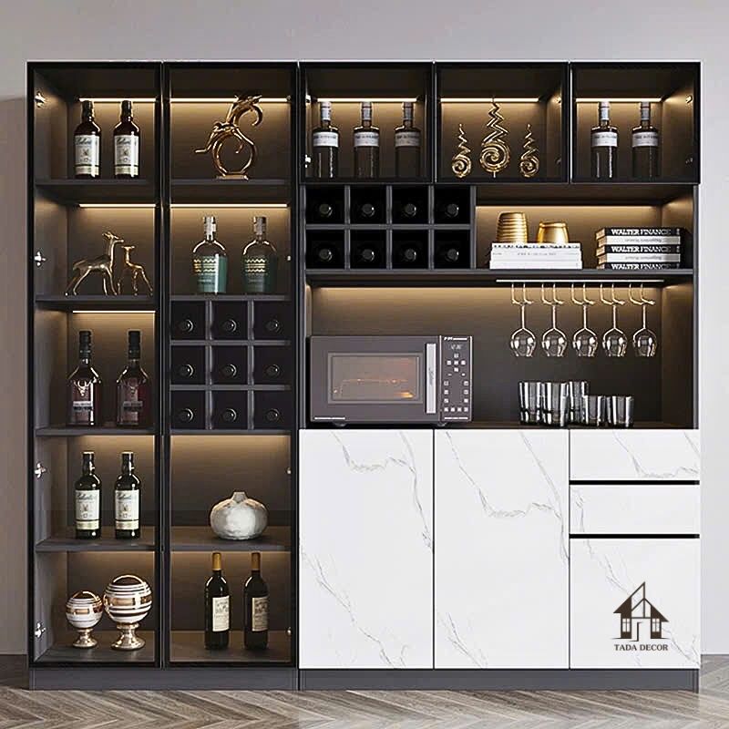 Tủ đựng rượu sang trọng cho gia chủ yêu thích rượu vang