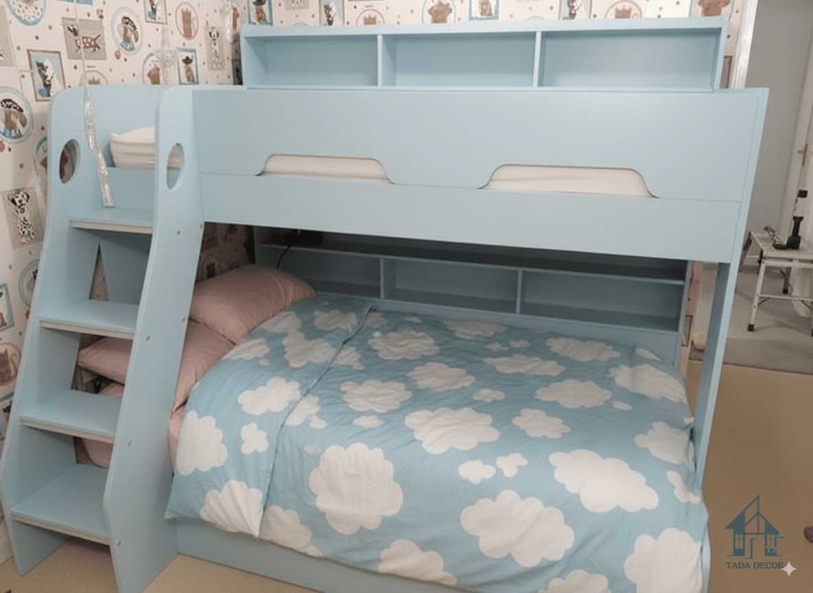 Giường 2 tầng kết hợp kệ trang trí