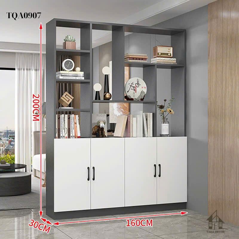 Tủ đa năng phối tủ trưng bày rượu TDN0907 thiết kế hiện đại, sang trọng cho phòng khách.