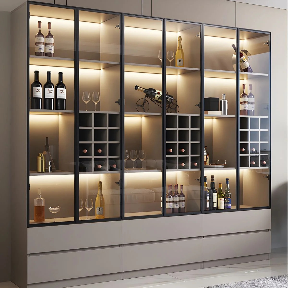 Tủ rượu TDTR21 tạo điểm nhấn tinh tế và sang trọng trong không gian lưu trữ rượu của bạn