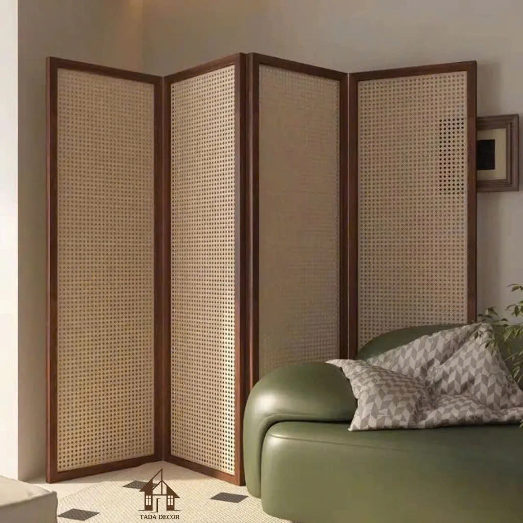 vách ngăn phòng hiện đại bằng mây mắt cáo nhẹ nhàng và thẩm mỹ