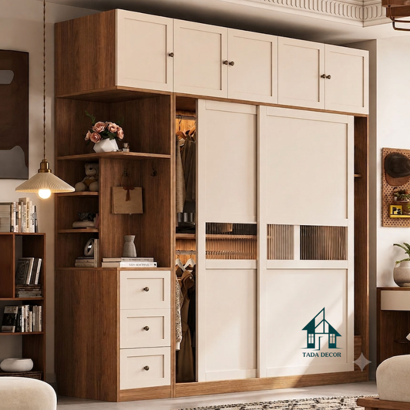 Mẫu Tủ Quần Áo Đẹp - Tủ Quần Áo Gỗ MDF Chống Ẩm Kịch Trần Sang Trọng - Thương Hiệu TADA Việt Nam - TQA703