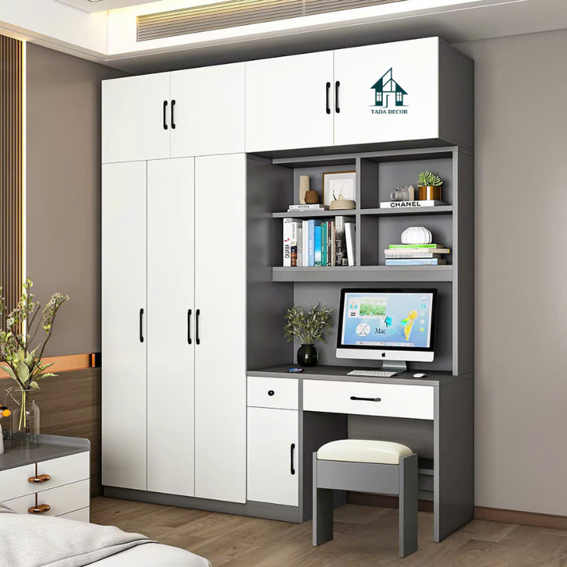 Combo Tủ Quần Áo Liền Bàn Học Thông Minh – Giải Pháp Tối Ưu Không Gian Phòng Ngủ Nhỏ - Thương hiệu TADA Việt Nam - TDBH2505