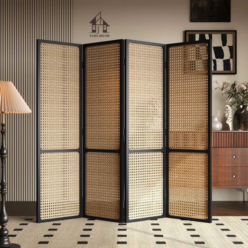 Vách Bàn Thờ Gỗ Phối Mây TDVBP902 – Vách Ngăn Phòng Gỗ Đẹp