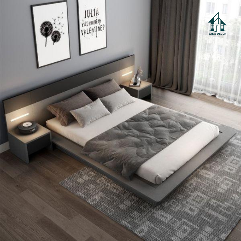 Giường Ngủ Kiểu Nhật Có Tab Đầu Giường Tích Hợp Đèn LED - Thương Hiệu TADA Việt Nam - TDGN18