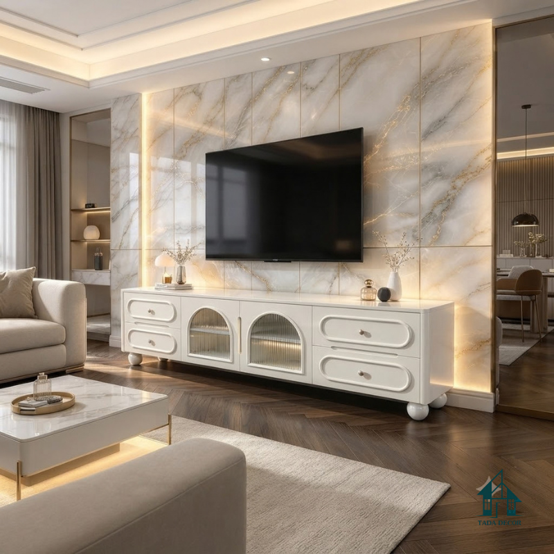 Kệ Tivi Hiện Đại Màu Trắng Sang Trọng – Điểm Nhấn Tinh Tế Cho Phòng Khách - TDTV127