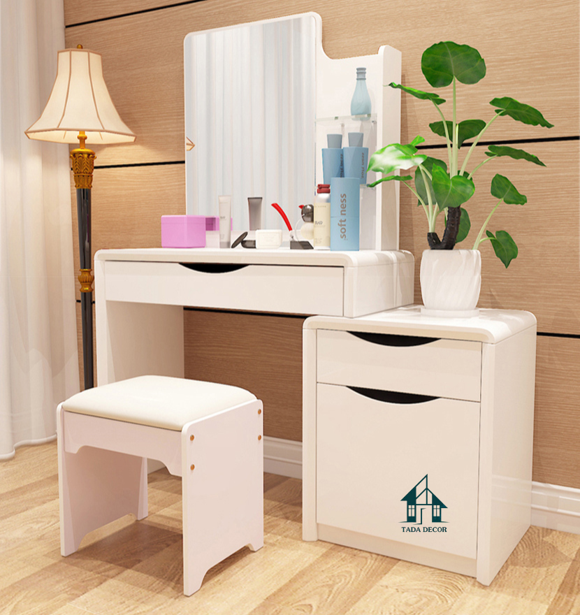 Bàn Trang Điểm Đa Năng - Tích Hợp Kệ Kính, Gương Lớn Và Tủ Tab Đầu Giường Linh Hoạt - Thương Hiệu TADA Việt Nam - BTD16