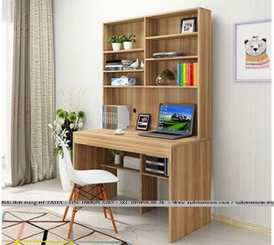 BÀN HỌC KẾT HỢP GIÁ SÁCH TADA VÂN GỖ - TD1251VG