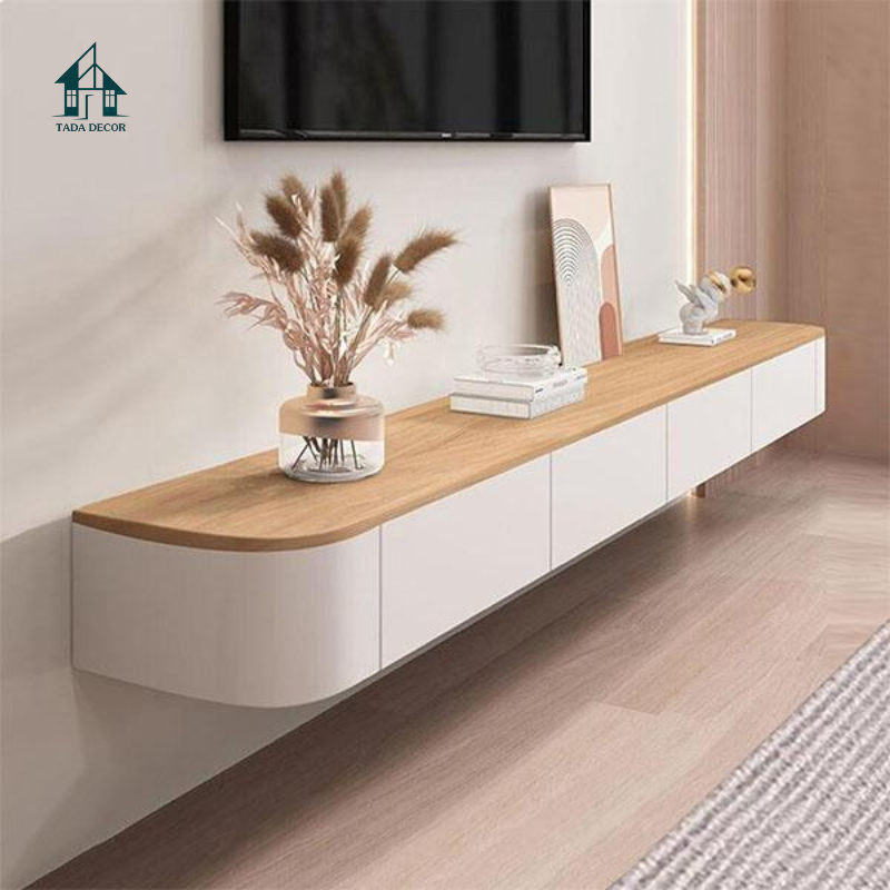 Kệ tivi bo góc hiện đại treo tường phòng khách - 3