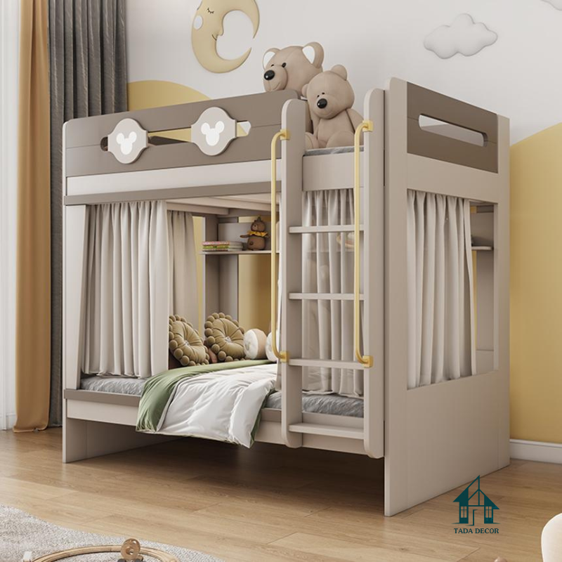 Giường Tầng Cao Cấp Phối Màu Pastel Nhẹ Nhàng Có Kệ Trang Trí Cho Phòng Ngủ Của Bé - Thương Hiệu TADA Việt Nam - TDGT119