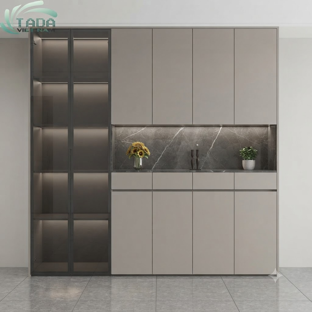 Tủ rượu phòng khách đẹp, hiện đại chất liệu gỗ MDF thương hiệu TADA- TDTR19