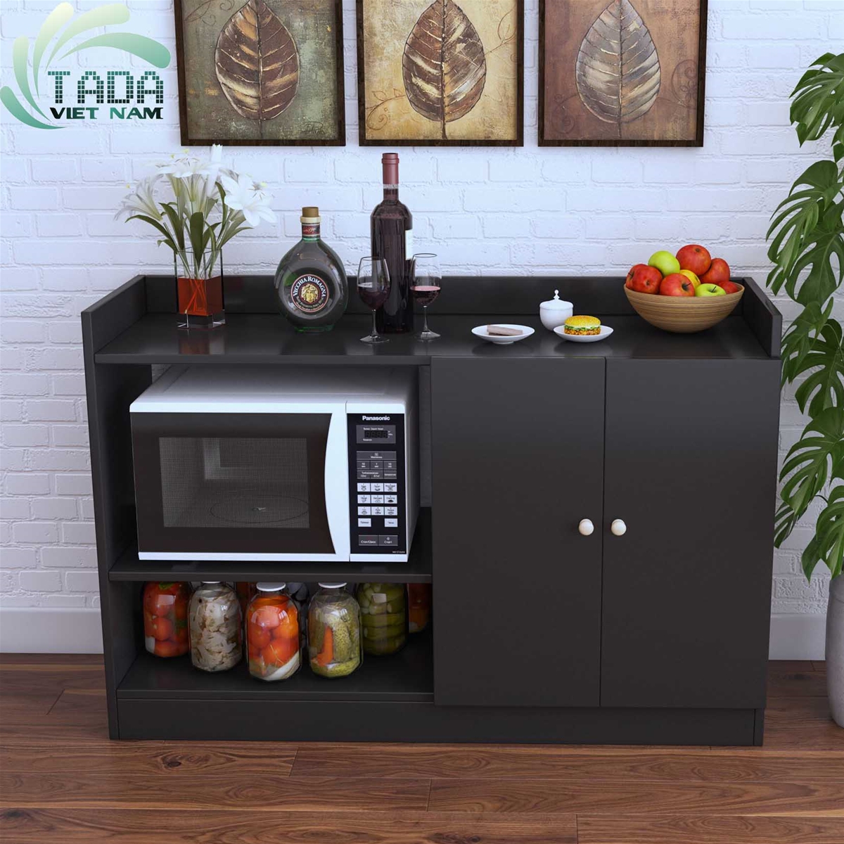 TỦ NHÀ BẾP 2 CÁNH MÀU ĐEN - TD1144