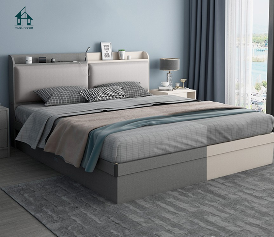 Giường ngủ phối 2 màu trắng xám - 5