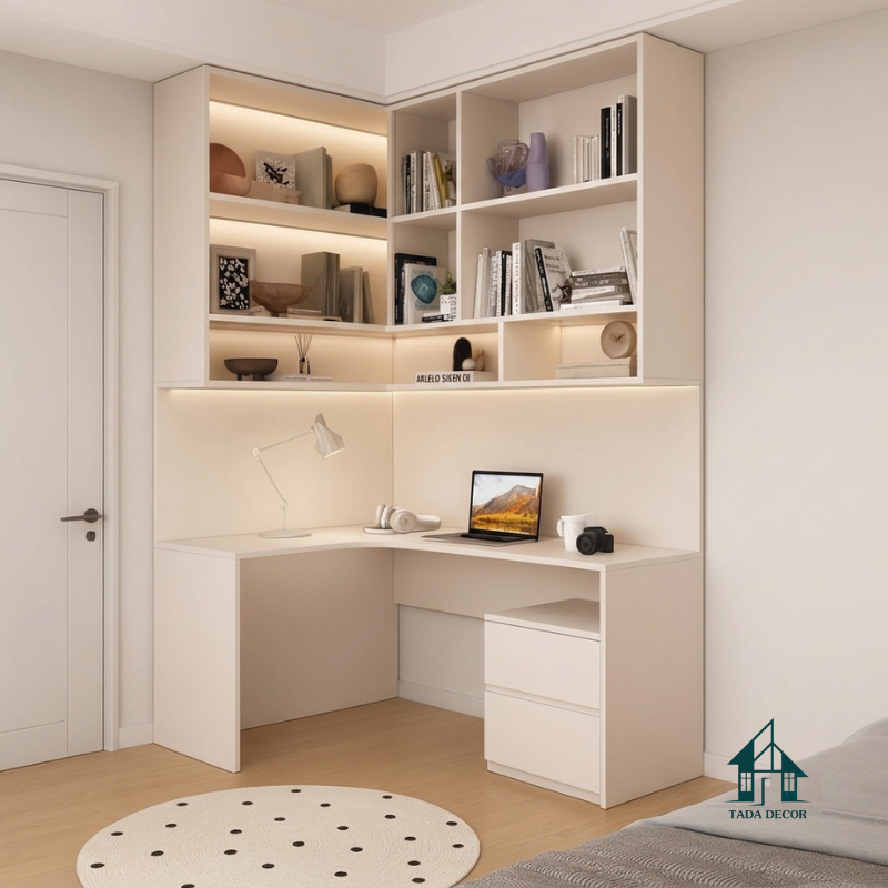 Bàn Làm Việc Góc Liền Tủ Kịch Trần TADA Việt Nam – Giải Pháp Nội Thất Sang Trọng Cho Căn Hộ Chung Cư - TDBH774