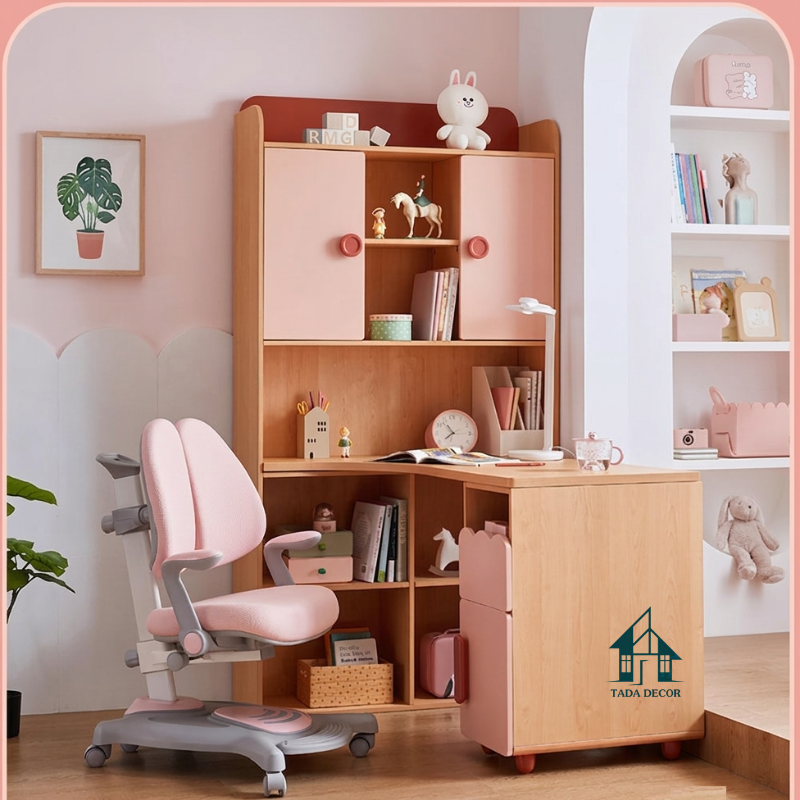 Bàn Học Góc Chữ L Cho Bé Tích Hợp Giá Sách Thông Minh – Giải Pháp Tối Ưu Cho Phòng Nhỏ - Thương Hiệu TADA Việt Nam - TDBH775