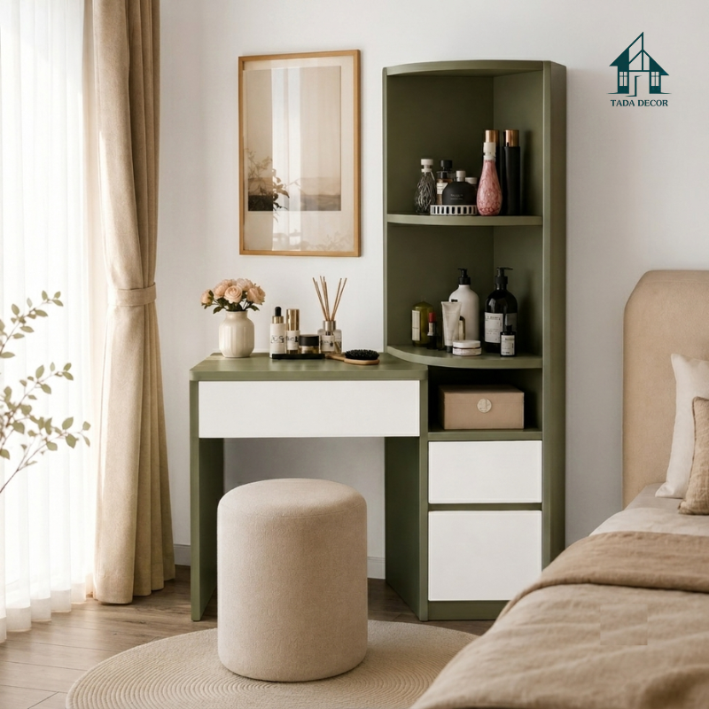 Bàn Trang Điểm Thương Hiệu TADA Việt Nam - Xu Hướng Decor Phòng Ngủ Xanh Olive Thời Thượng - BTD20