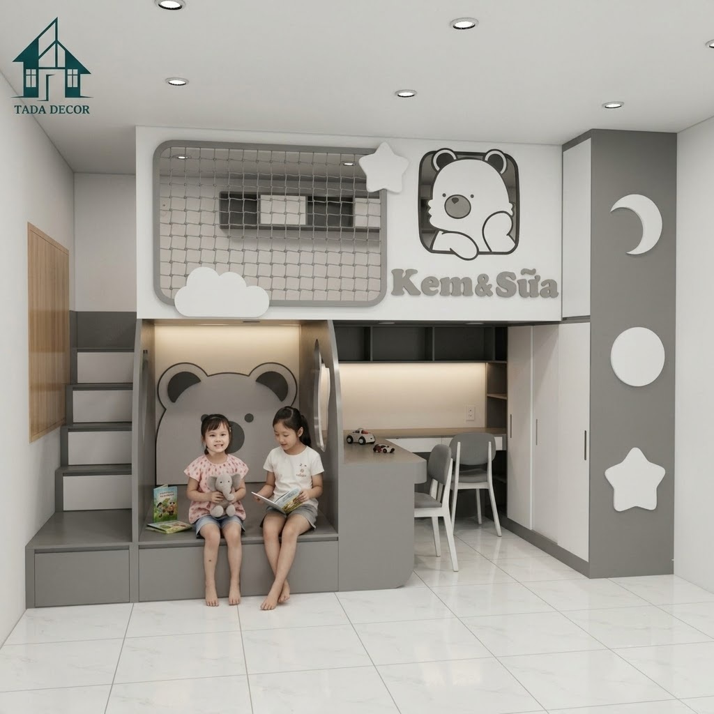 Mẫu Giường Tầng Cho Bé Gái Độc Đáo - Đỉnh Cao Thiết Kế Nội Thất Phòng Ngủ Trẻ Em - Thương Hiệu TADA Việt Nam - TDGT140