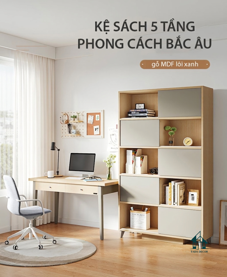 Kệ Sách 5 Tầng Phong Cách Bắc Âu Của TADA Việt Nam - Tinh Tế, Tiện Dụng, Sang Trọng - TDKS377