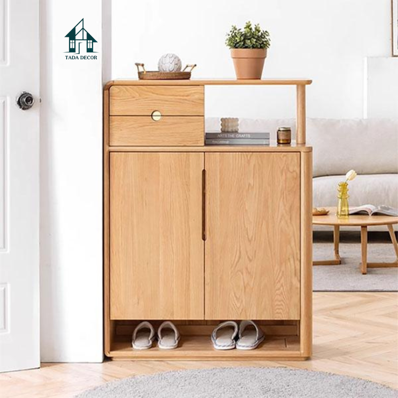 Tủ Giày Gỗ Thông Minh Tích Hợp Kệ Trang Trí Hiện Đại Cho Căn Hộ - Thương Hiệu TADA Việt Nam - TDTG100