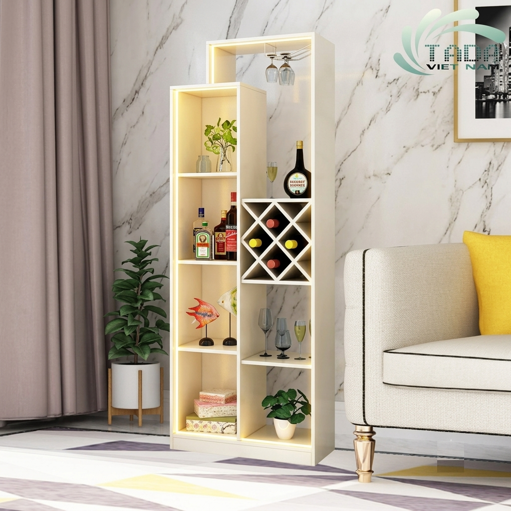 Mẫu Tủ Rượu Trang Trí Hiện Đại Với Hệ Đèn LED Độc Đáo - Thương Hiệu TADA Việt Nam - TDTR55